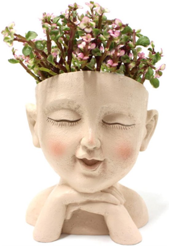 Gezicht Bloempot Hoofd Planter Pot Hars Plant Pot Gymnastiek Pop Hangende Bloempot Vaas Gesloten Ogen Kunst Standbeeld Menselijk Lichaam Bloempot Voor Sappige Cac