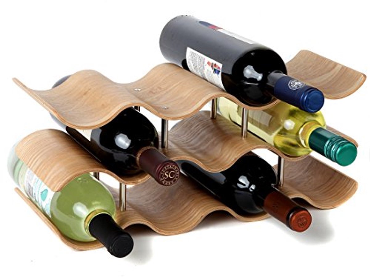 Elegant Houten Wijnrek voor Aanrecht - Modern Tafelblad Wijnopslag