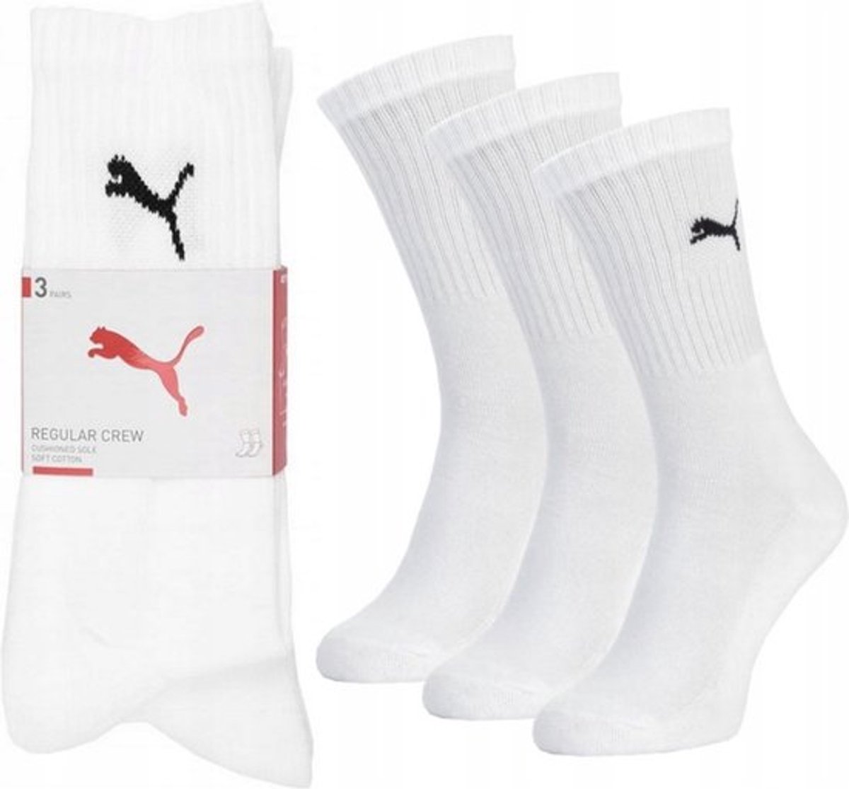 PUMA Heren Sokken Sportsokken – cm 3 Paar Comfortabele Katoenen Sokken Witte