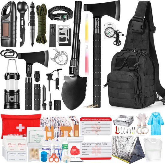 YONO Compleet Noodpakket voor Thuis - Outdoor Survival Accessoires Pakket XL - Rampenrugzak Oorlog - 262 in 1