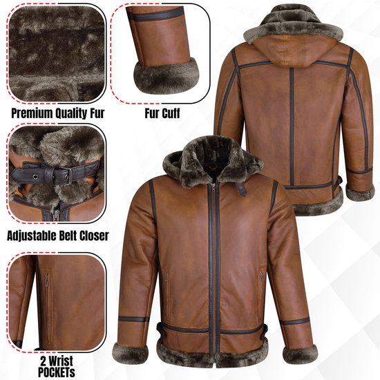 Urban 5884® - Veste - Lammy - Cuir d'agneau - Cognac - Eau de vie - Taille 5XL