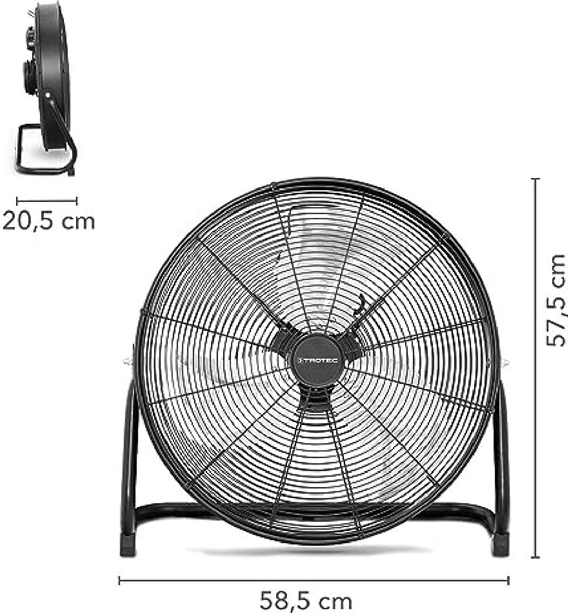 Vloerventilator met 120 Watt Vermogen en 360° Verstelbare Hoek