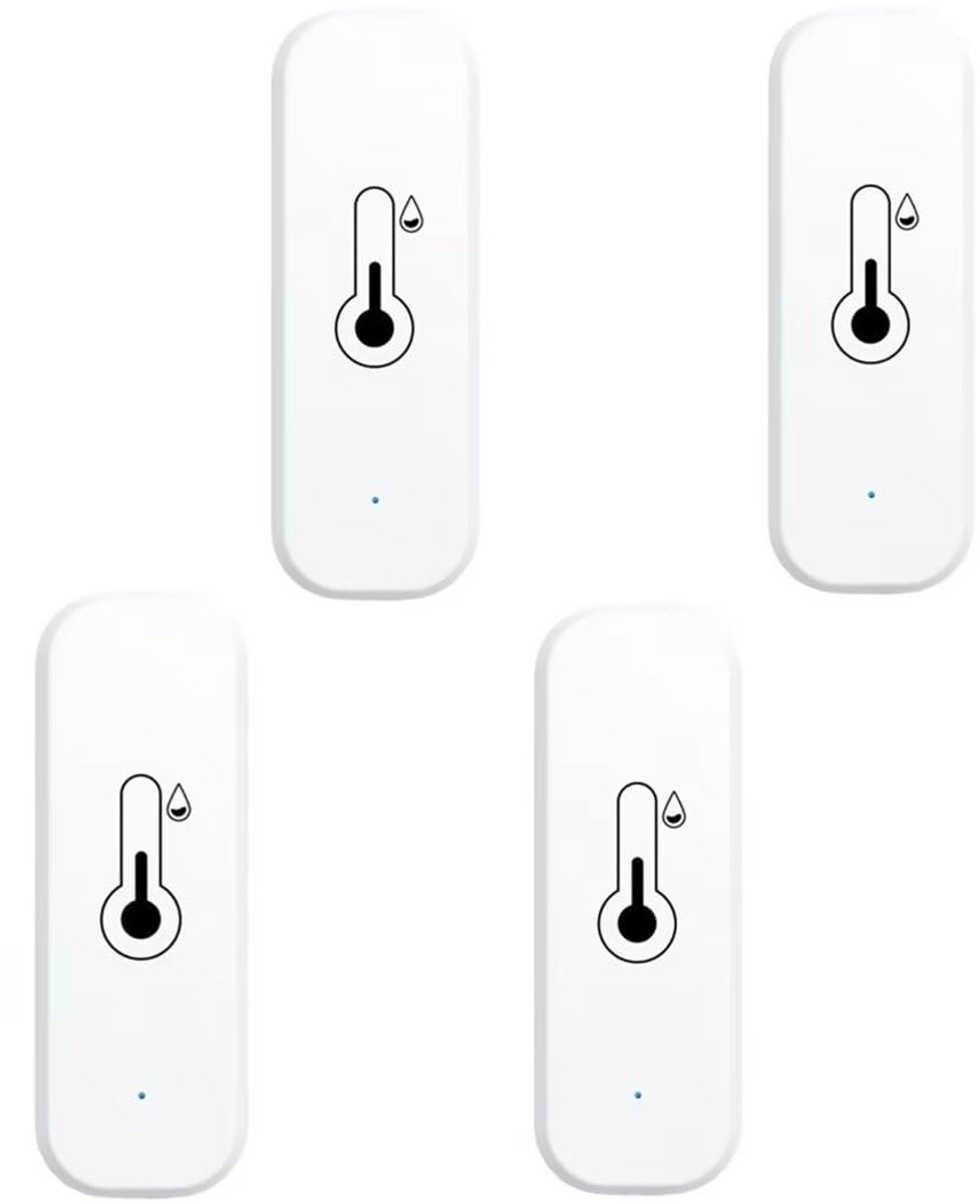 WiFi Thermometer Hygrometer 4-Delig - Temperatuur En Vochtigheid Meter - App Meldingen - Externe Monitoring