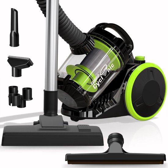 TurboTronic CV07 Stofzuiger zonder zak - Compact Design - Hoge Zuigkracht - Zakloze Stofzuiger - Zwart/Groen