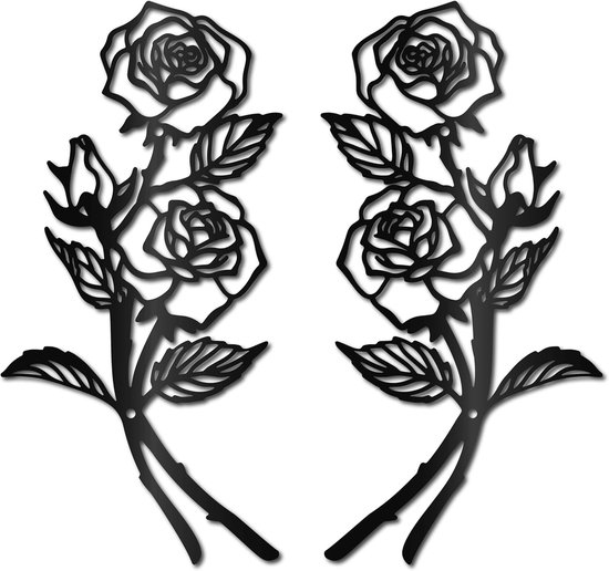 Rozen Wanddecoratie - Roestvrijstalen Bloem Kunst - Boho Thuisdecoratie voor Binnen Buiten Slaapkamer Kantoor Keuken