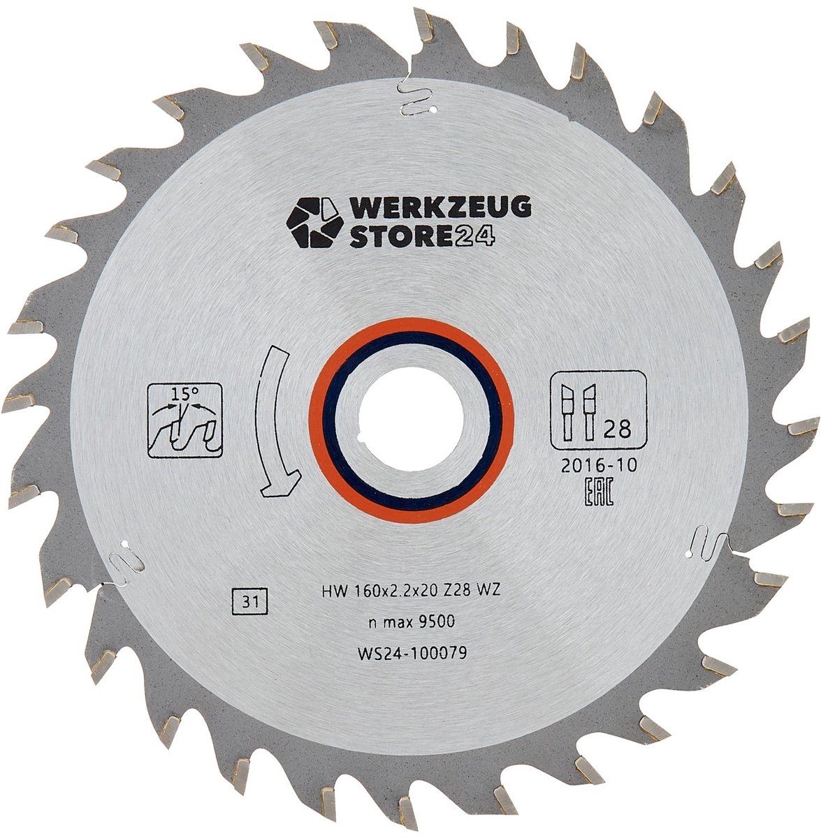 WS24 TCT cirkelzaagblad hout 160 x 2,2 x 20 WZ 28 - WS24-100079