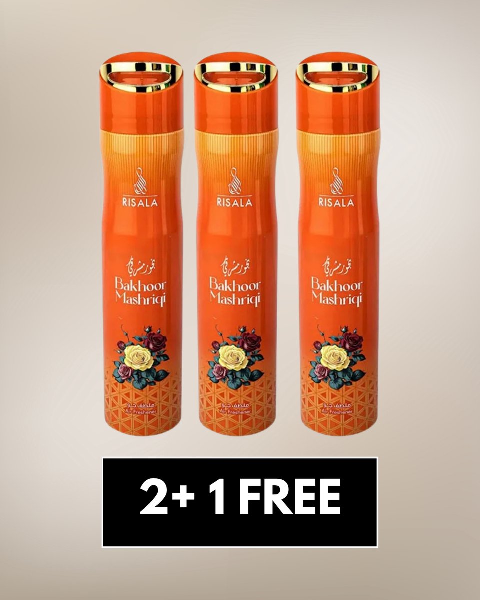Air Freshener Bakhoor Mashriqi by Risala – 300ml x3 – Long Lasting Arabic Oriental Room Spray from Dubai – Oud, Amber, Woody & Smoky Fragrance
