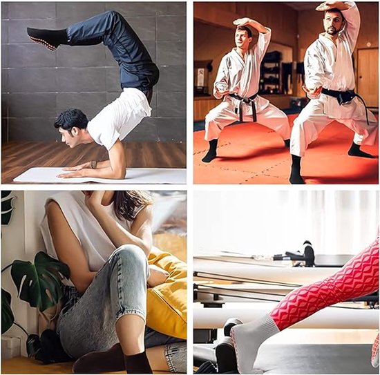 Yogasokken - 2 paar antislipsokken - Barefoot - Yogasokken - Antislip - Pilates - Home - Sokken met reliëfstippen - Zwart - Marineblauw van Merkloos — afbeelding 2