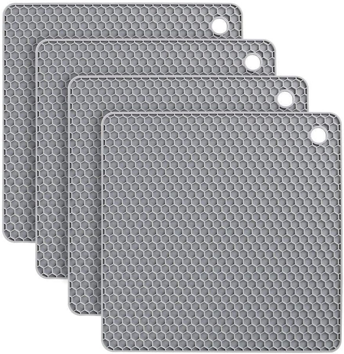 Cuhostki-4PCS-Silicone-Heat-Resistant-Kitchen-Mat-Gray-Non-Slip-Protective