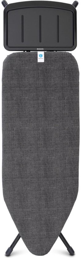 Brabantia Planche à repasser C - avec repose-fer pour générateur à vapeur solide - 124x45 cm - Denim Black