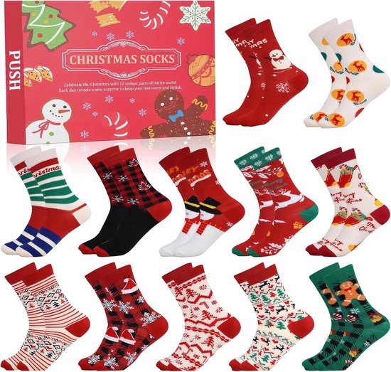 Calendrier De L'Avent Chaussettes Noël 2025 - 24 Chaussettes En Coton Doux, Unisexe, Pour Toute La Famille