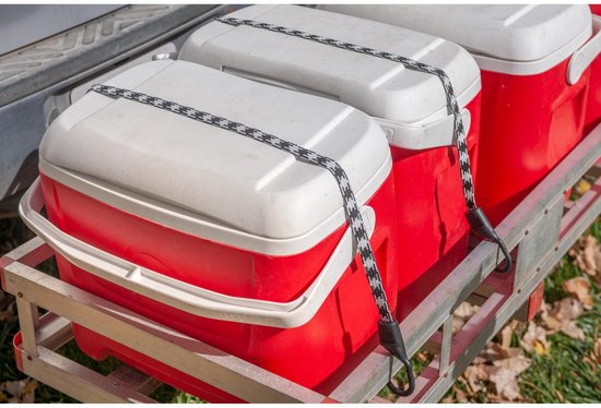10-Stuks Elastisch koord van rubber - Elastisch koord voor fietsen - Bagagekoord - Vrachtzekering - Slijtvast voor kamperen en buitengebruik - Gebruikt om bagage vast te zetten op fietsen, motorfietsen, aanhangwagens en karren - Zwart van Merkloos	 — afbeelding 2