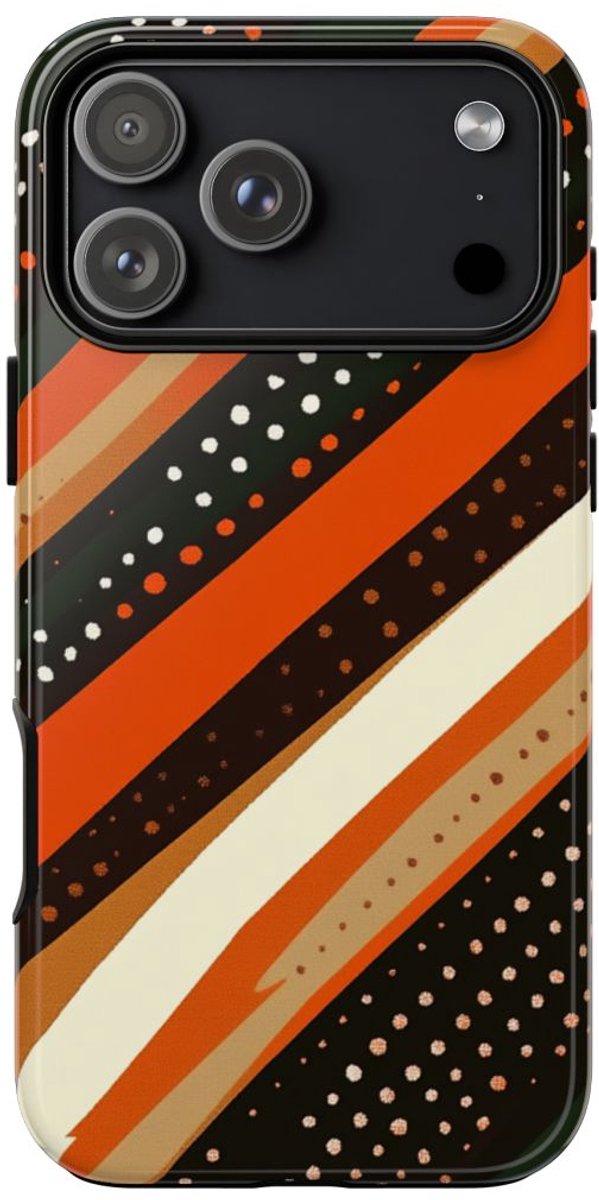 Retro Aardetinten Gestreept Patroon – Telefoonhoesje Geschikt voor iPhone 17 Pro Max