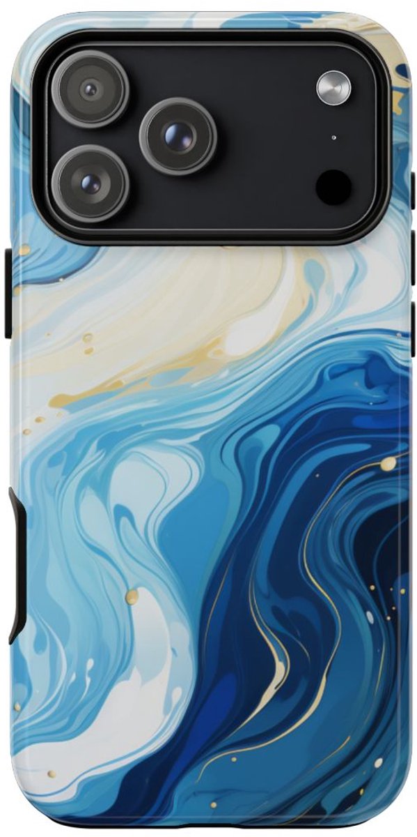 Blauw-Witte Marmer Abstract – Telefoonhoesje Geschikt voor iPhone 17 Pro Max