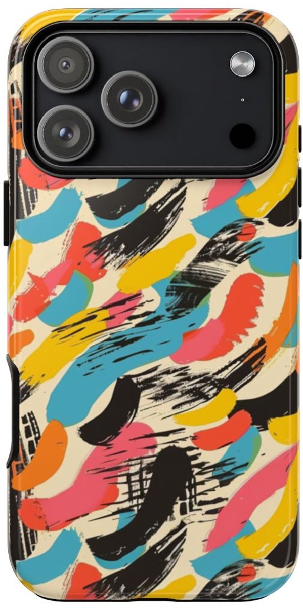 Levendig Abstract Penseelstrepenpatroon – Telefoonhoesje Geschikt voor iPhone 17 Pro Max