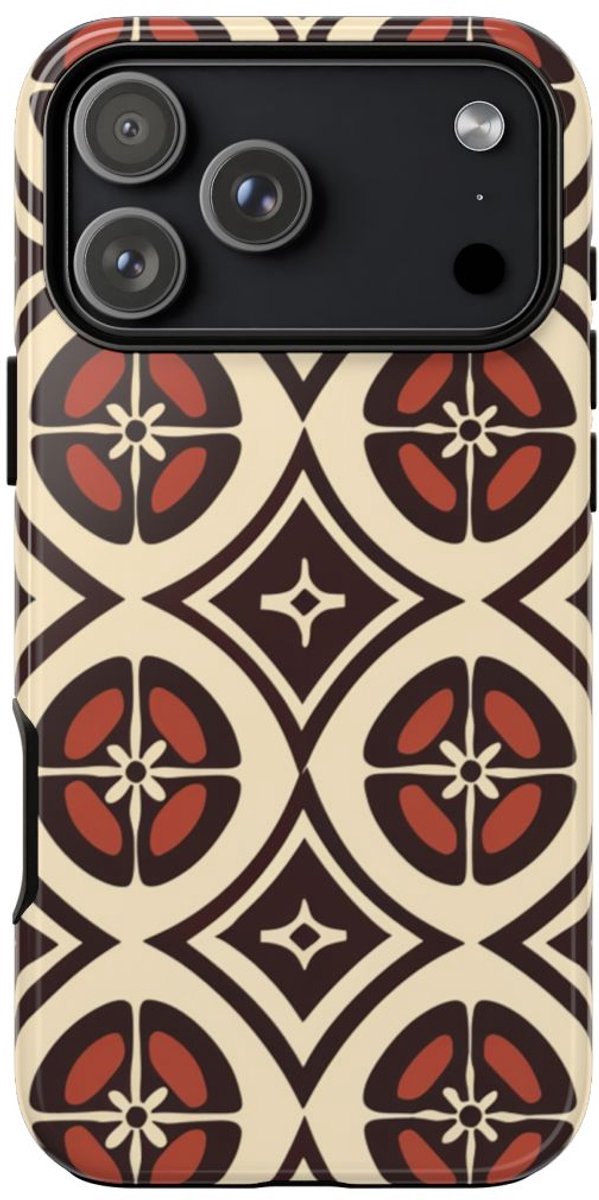 Geometrisch Bruin-Beige Patroon – Telefoonhoesje Geschikt voor iPhone 17 Pro Max