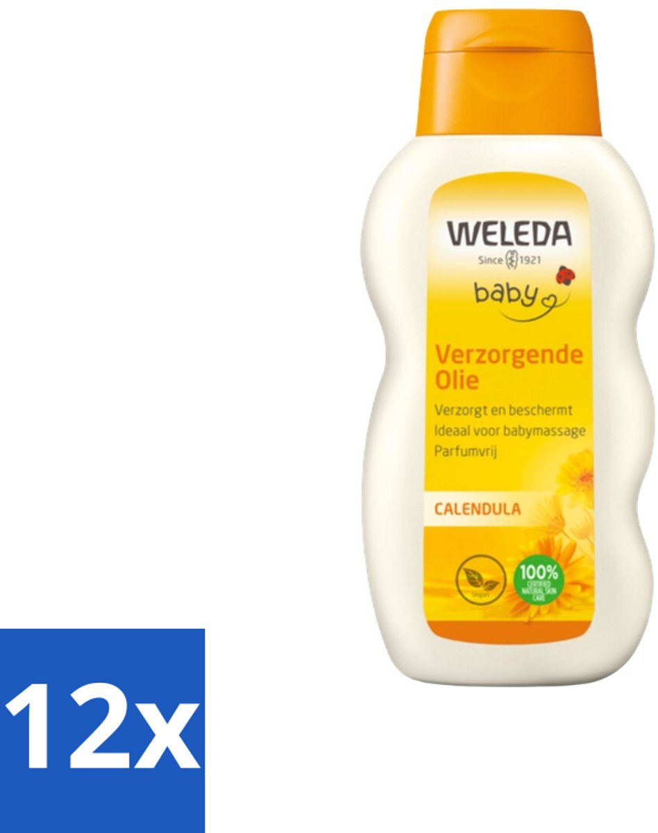 Image of 12 x WELEDA - Verzorgende olie - Baby & Kind Calendula - 200 ml - Babyhuidverzorging - Babyolie - Calendula Olie - Biologische Babyproducten - Natuurlijke Babyverzorging