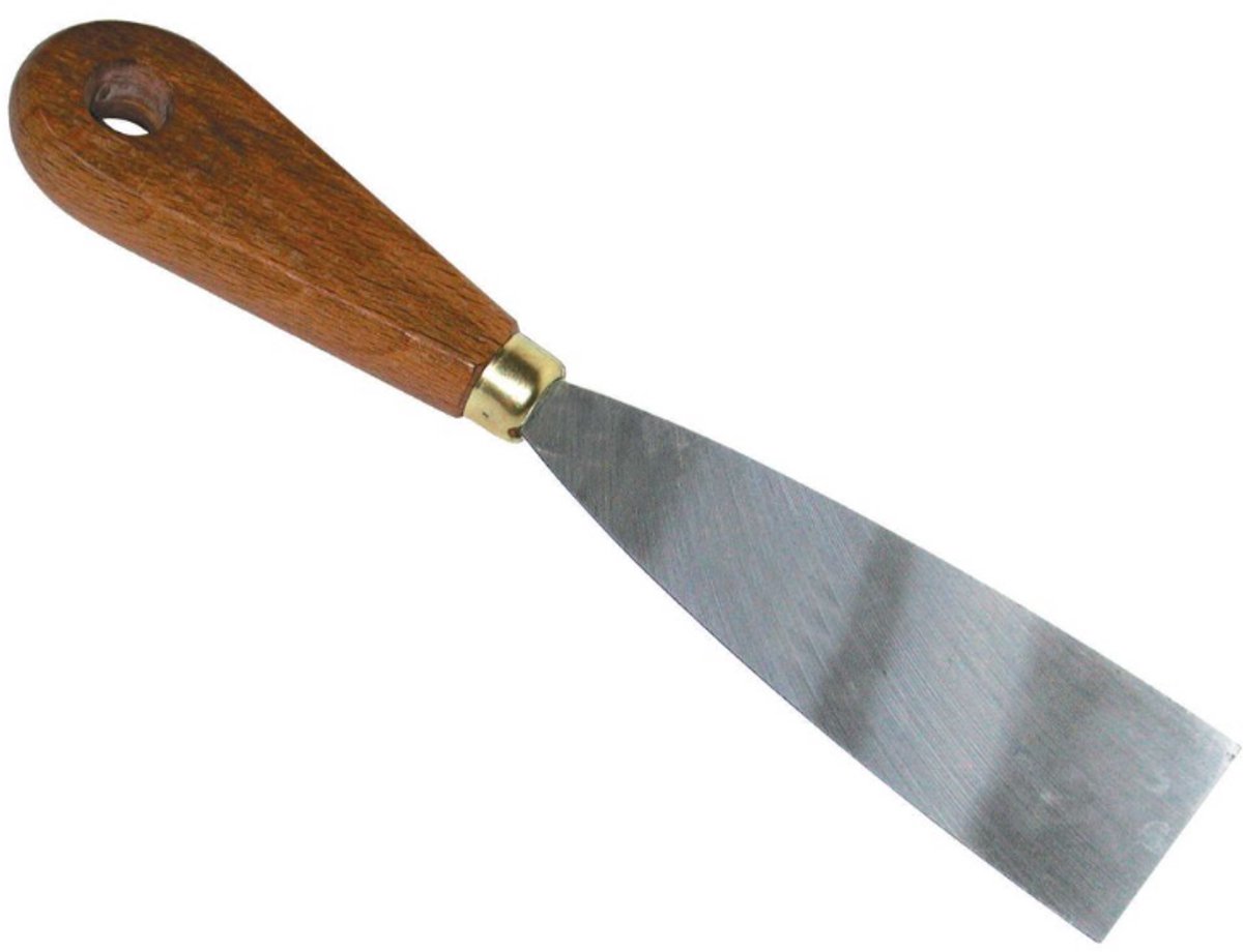Plamuurmes 40 mm houten greep - verchroomd staal
