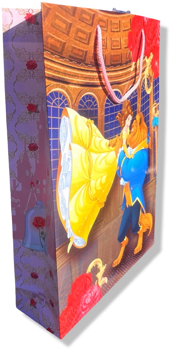 3 Luxe Belle en het Beest Disney Cadeautasjes A3 formaat 33x44cm - Kerst Papieren cadeautasjes met Full-color bedrukking