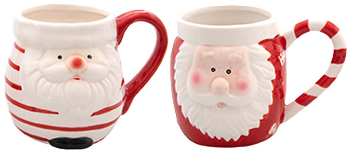 Kerst mok - kerstman - 8 x 11 cm - keramiek - 400 ml - beker - koffiemok/theemok