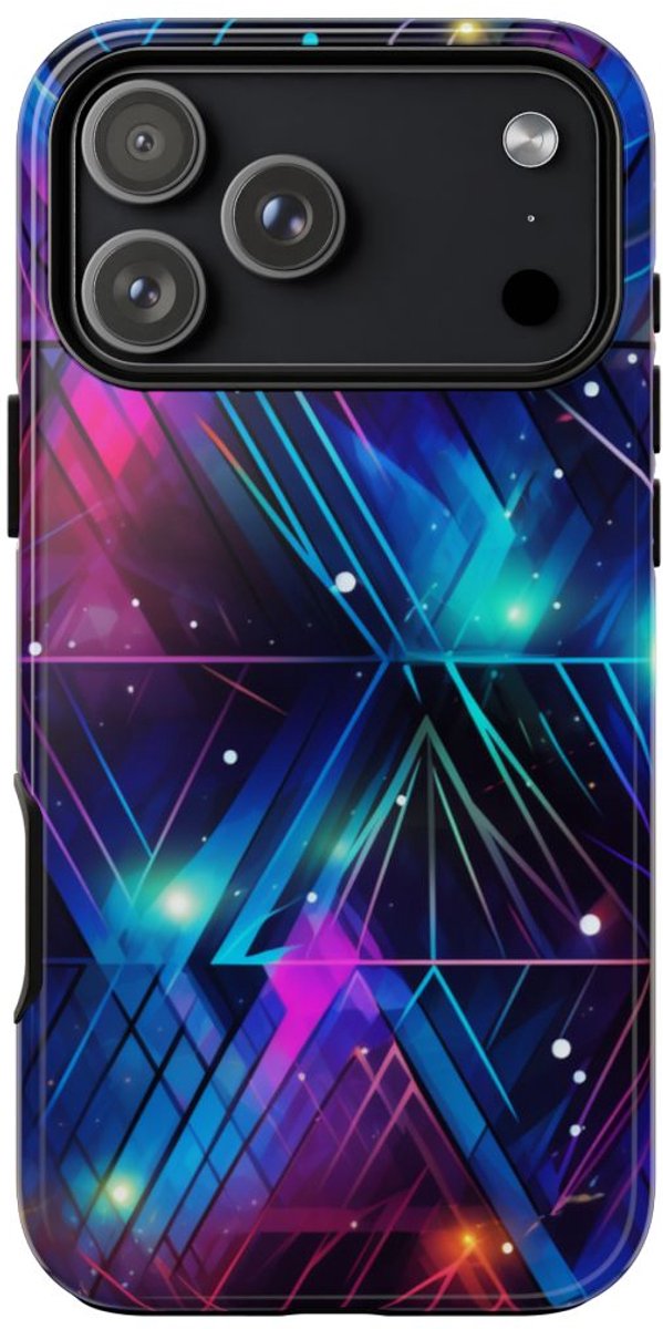 Geometrisch Neon Aurora Abstract – Telefoonhoesje Geschikt voor iPhone 17 Pro Max