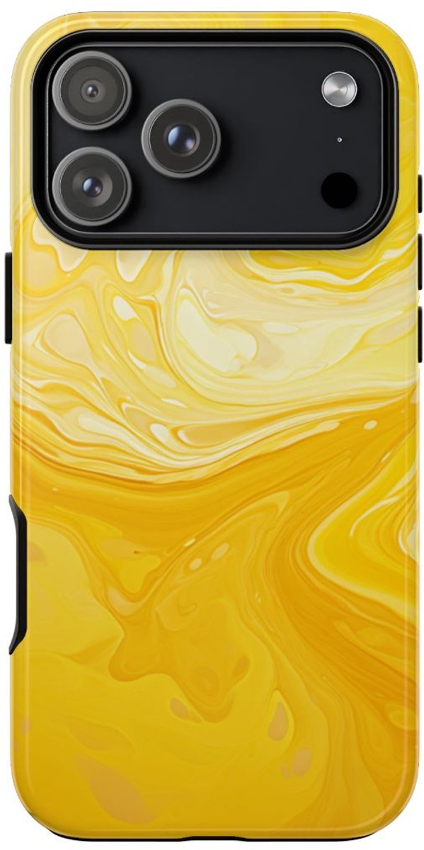 Gouden Gele Abstracte Krullen – Telefoonhoesje Geschikt voor iPhone 17 Pro Max