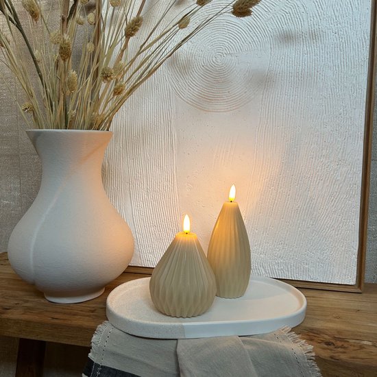 Luxe LED Wax Kegelkaars – Kegelkaars-Set-Lichtbeige – Luxe sfeervolle ledkaars met ingebouwde timer!