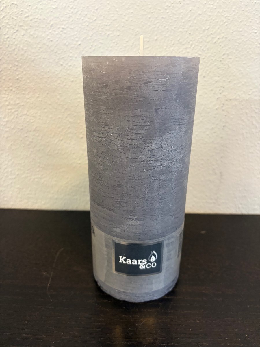 XXL massieve rustiek kaars grijs H 20cm branduren 100h Kaars en co