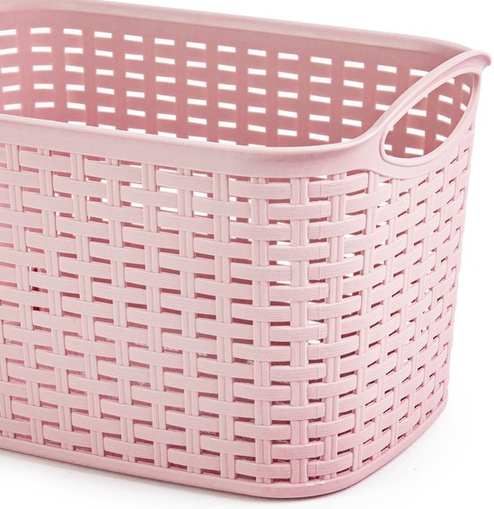 Plasticforte opbergmand - 4x - kastmandje - 6,4 liter - roze - kunststof - 19 x 29 x 18 cm - opslag - mandjes