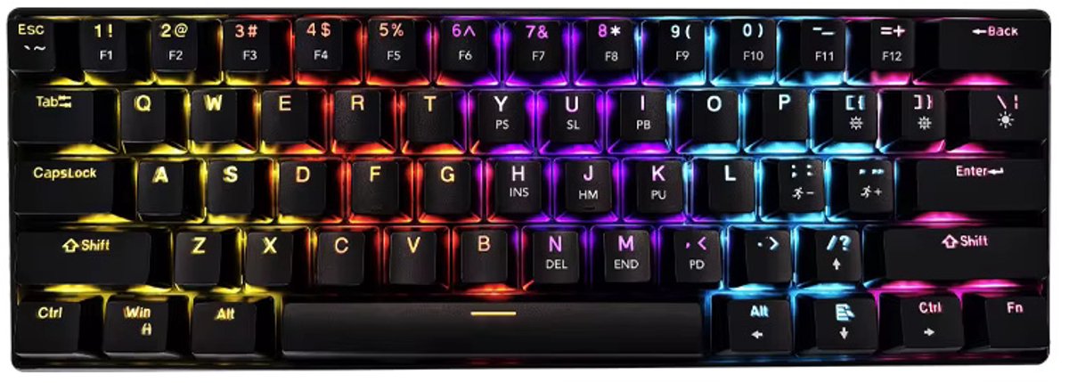 NexZone - Mechanisch Toetsenbord - RGB - Blue Switch - Hot Swapp - Gaming Toetsenbord - USB-C - 60% - Zwart