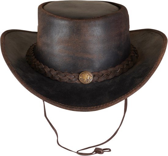 Urban 5884® - Chapeau de cowboy - Marron - Cracker - 100 % Cuir - Unisexe - Adulte - Taille L