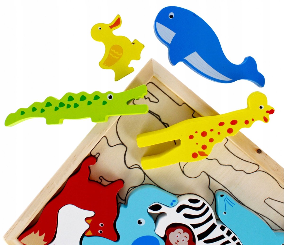 Houten Puzzel 12 Stukken Dieren - Educatief en Creatief