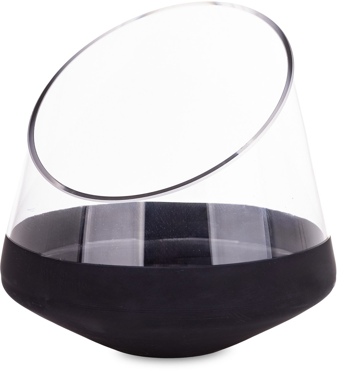 Elegante Zwarte Glazen Vaas - Decoratieve Vaas 19,5 cm
