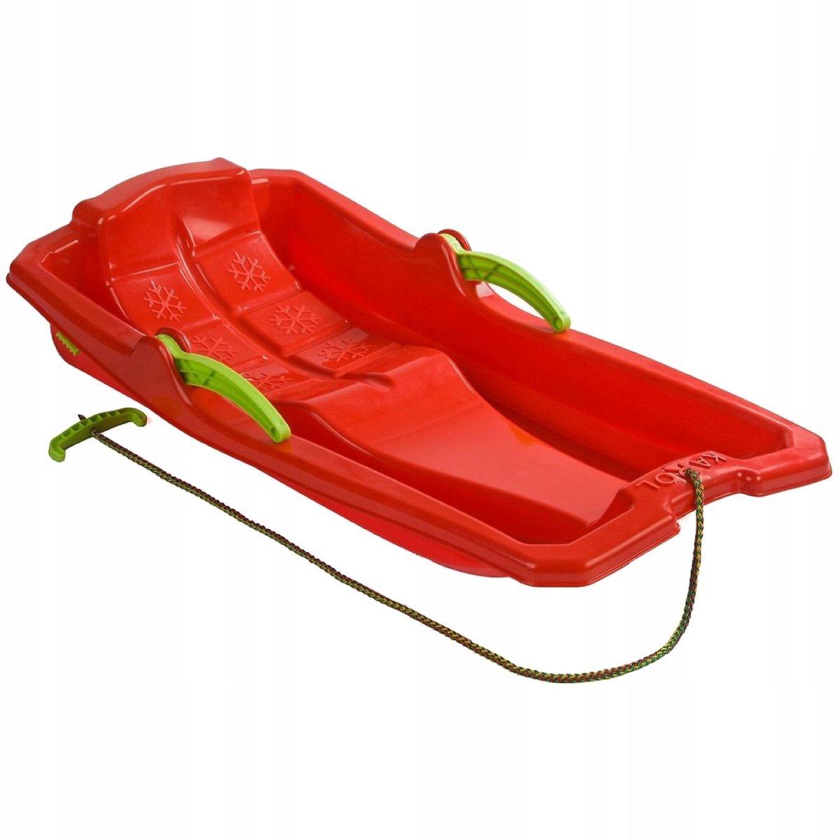 Rode Kunststof Slee met Rugleuning en Remmen voor Kinderen - 80cm