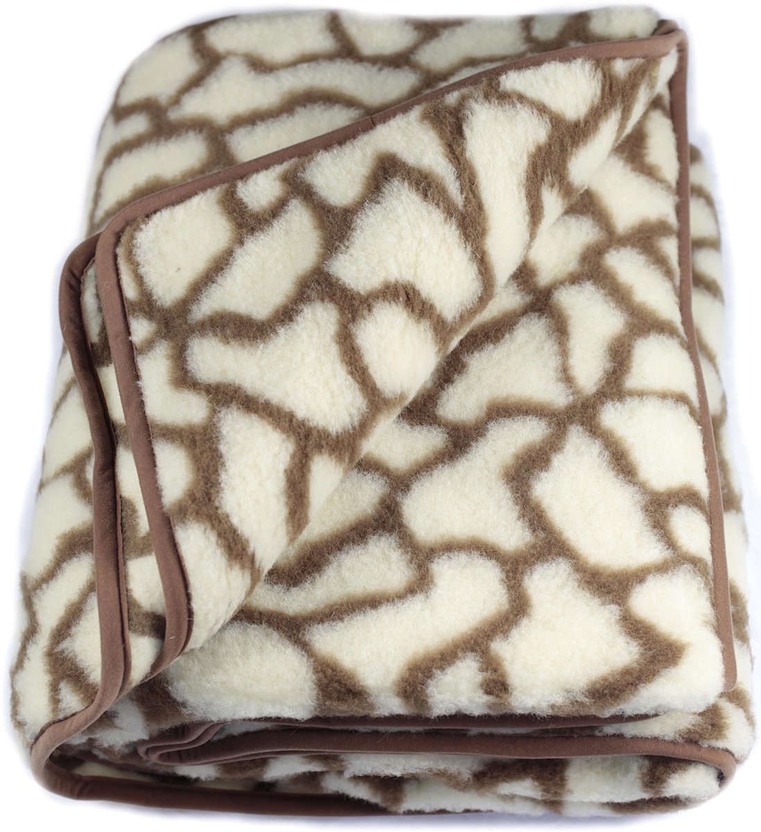 Wollen Deken 220x200 cm | Luxe Merino Wol OnceDoce® |100% Zuivere Australische Wol – Premium Wollen Tweepersoons Deken 450 g/m² | Woolmark® Certificaat | Wasbaar, Antiallergisch, Zacht & Warm | Giraffe
