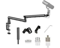 PromoHome Low Profile Microfoonarm - Verstelbare Bureauhouder met Kabelmanagement - Geschikt Voor Blue Yeti, Snowball iCE, HyperX QuadCast, SoloCast, Elgato Wave