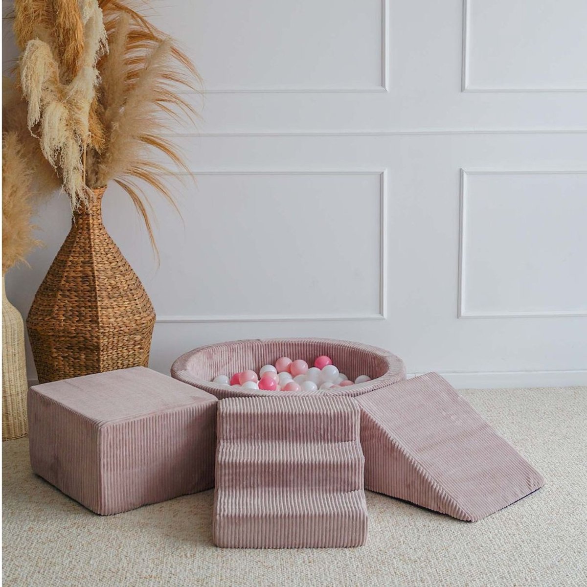 Speelset 3 elementen + Rib Ballenbad 90x30 - Dirty Pink - incl. 200 ballen Dirty Pink