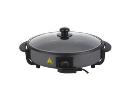 Almina Elektrische Hapjespan met Glazen Deksel – Ø 32 cm – 9 cm Hoog – Excellent Electrics – Koken…