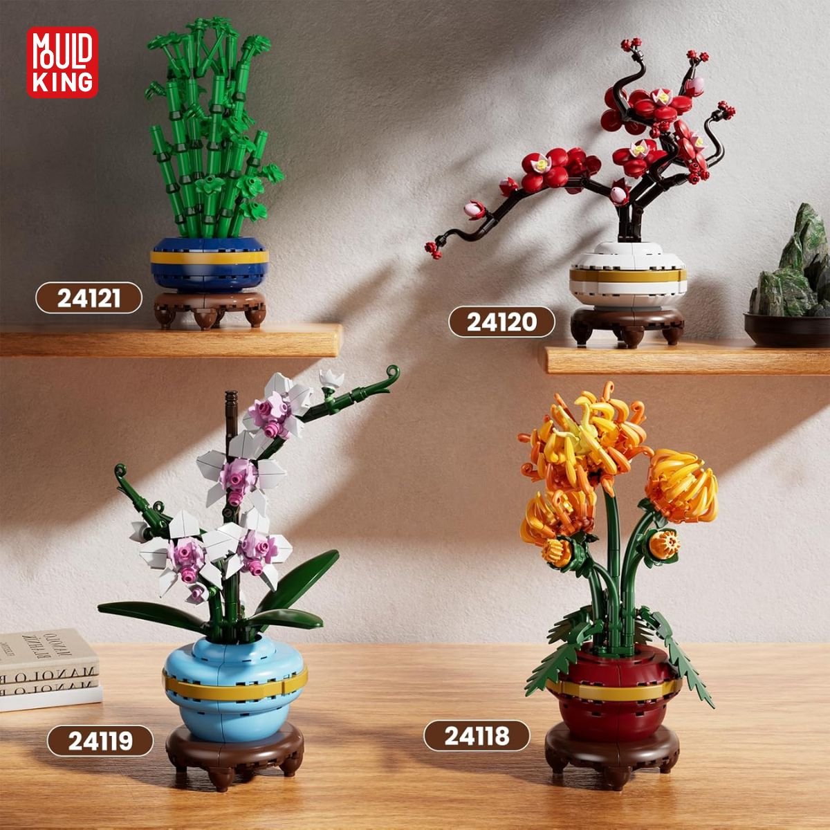 Mould King 24119 Botanical Orchidee Bloemenboeket in Vaas | Bloemenpracht flowers collection | Classic Creator STEM speelgoed bloemen bouwpakket | Modelbouw volwassenen & kinderen | DIY Kunstbloemen geschikt voor Lego | Bouwdoos met 386 bouwstenen — afbeelding 8