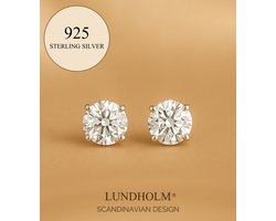 Lundholm Oorbellen Luxe 925 Sterling Zilver Studs Oorbellen - Oorknopjes Zilver Zirkonia 5 mm - Vrouwen cadeautjes tip - in Luxe Geschenkverpakking