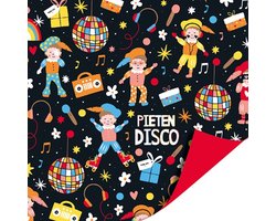 Product afbeelding van Het Inpakhuis - Inpakpapier - Cadeaupapier - Kadopapier - Pietendisco - 50cm x 3m - Rol inpakpapier - Piet - 5 December - Pakjesavond - Sinterklaas