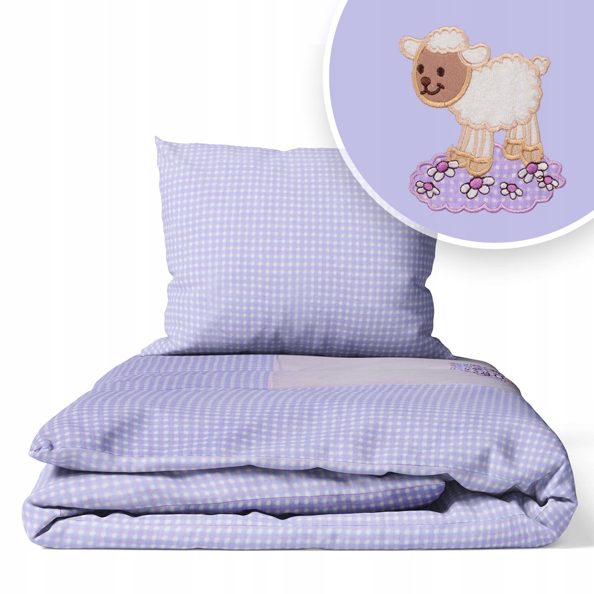 Kinderbeddengoed 2-delig 135x100cm - Katoen met Schapen Applicatie