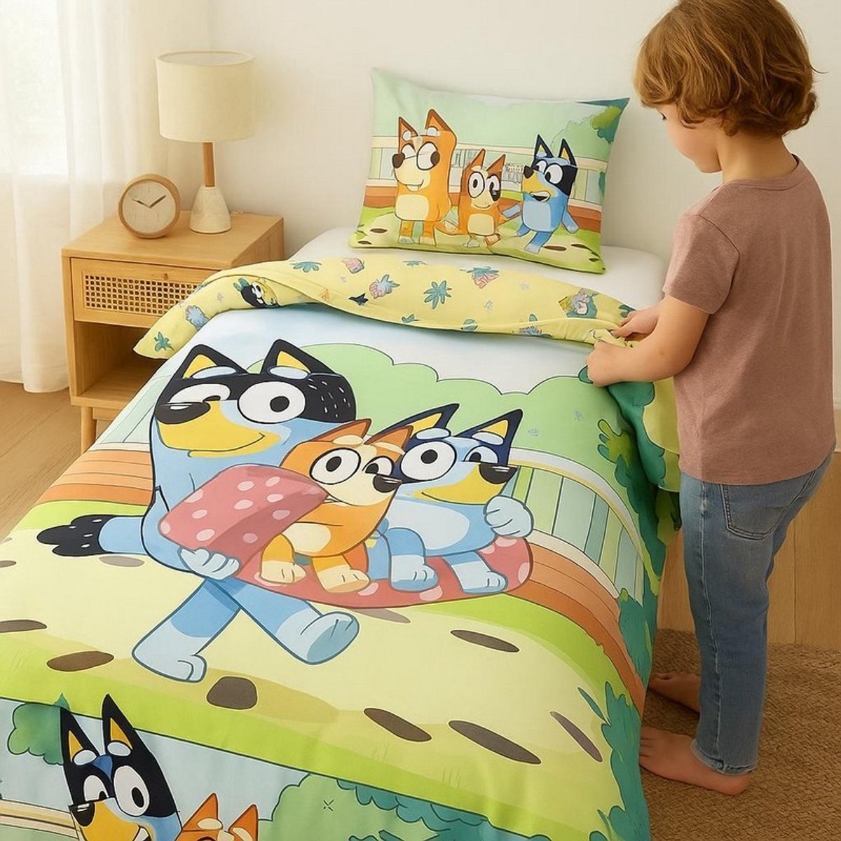 Bluey - Dekbedovertrek - Eenpersoons - 140x200Cm - kussensloop 65x65cm.