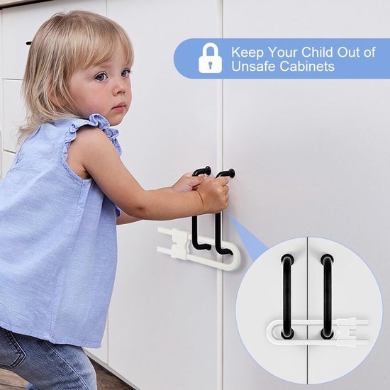 Witte kinderveiligheidskastsloten - 12 stuks - Baby Proofing - keuken en huis - geen
