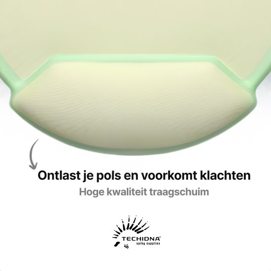 Techidna® - Ergonomische Muismat met Polssteun - Groen - Gelkussen - Antislip - Compact
