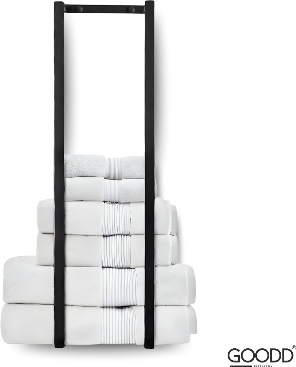 GOODD® - Handdoekrek - Handdoekhouder - Zwart - 70 cm - Plak of boren