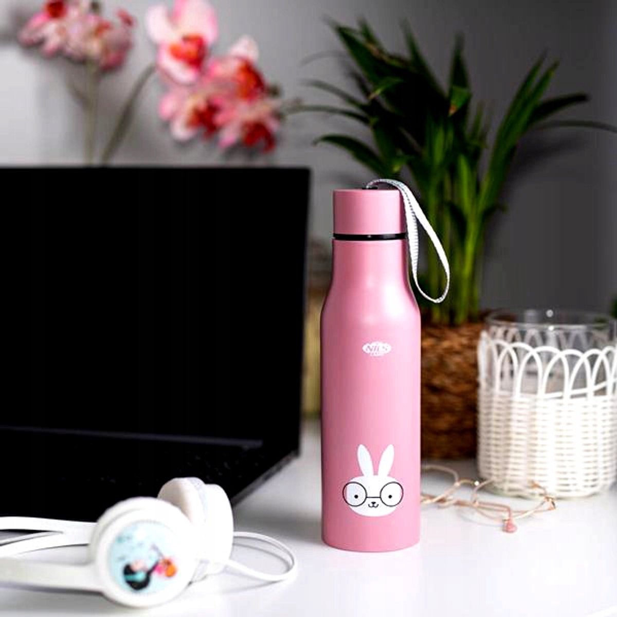 Nils Camp NCB12 Thermosfles 500ml - Różowy, RVS, Lekvrij