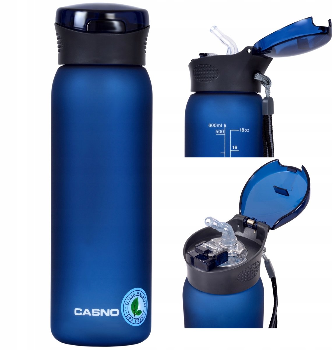 Casno Colorado Tritan Waterfles 0,6L met rietje - BPA-vrij