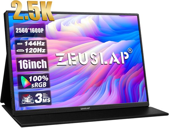 Draagbare Monitor - 16 inch - Monitor Gaming - Monitoren - Monitor 144 hz - Voor Laptop - Gaming - 2560*1600 - 2.5K QHD - 16:10 - 100% sRGB