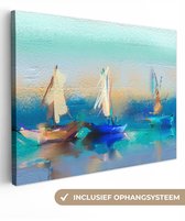 Tableau sur toile 40x30 cm - Décoration murale Tableau - Peinture à l'huile - Bateau - Abstrait - Décoration murale salon - Décoration chambre à coucher - Accessoires de chambre - Tableaux sur toile